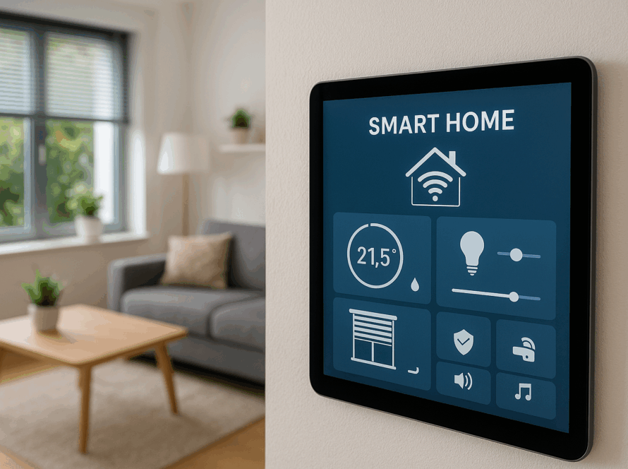 Smart Home Tablet an der Wand